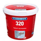 CLEAMEN Spains "CLEAMEN 320 NEW" ar 1,5 kg pisuāru tabletēm. Šīs īpašās pisuāru tabletes ir ilgi noturīgas un efektīvi cīnās ar nepatīkamo smaku pisuāros.